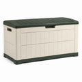 Aufbewahrungsbox 120 × 60 × 65 cm Kunststoff Creme Dunkelgrün wetterfest für Garten