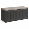Garten-Aufbewahrungsbox 130×60×68 cm aus Kunststoff in Anthrazit/Grau mit Holzoptik