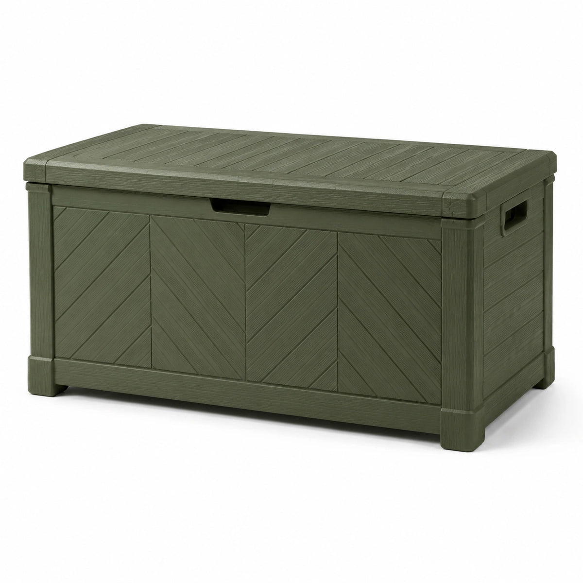 Aufbewahrungstruhe 152×73×70 cm Kunststoff Grün für Garten mit Klappdeckel
