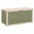 Kunststoff Garten-Aufbewahrungsbox 120×55×60 cm Grün/Beige mit verschließbarem Deckel