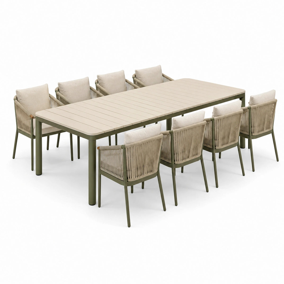 Gartenmöbelset 240×100 cm Aluminium Beige Grün für Terrasse moderner Stil