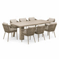 Garten-Essgruppe 220 x 100 cm Aluminium Taupe mit 8 Seilstühlen für Terrasse