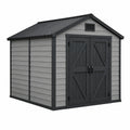 Gerätehaus 245×185×205 cm Kunststoff Grau Schwarz wetterfest mit Doppeltür