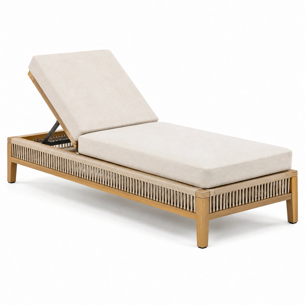 Gartenliege 200×70×35 cm Holz Beige verstellbare Rückenlehne