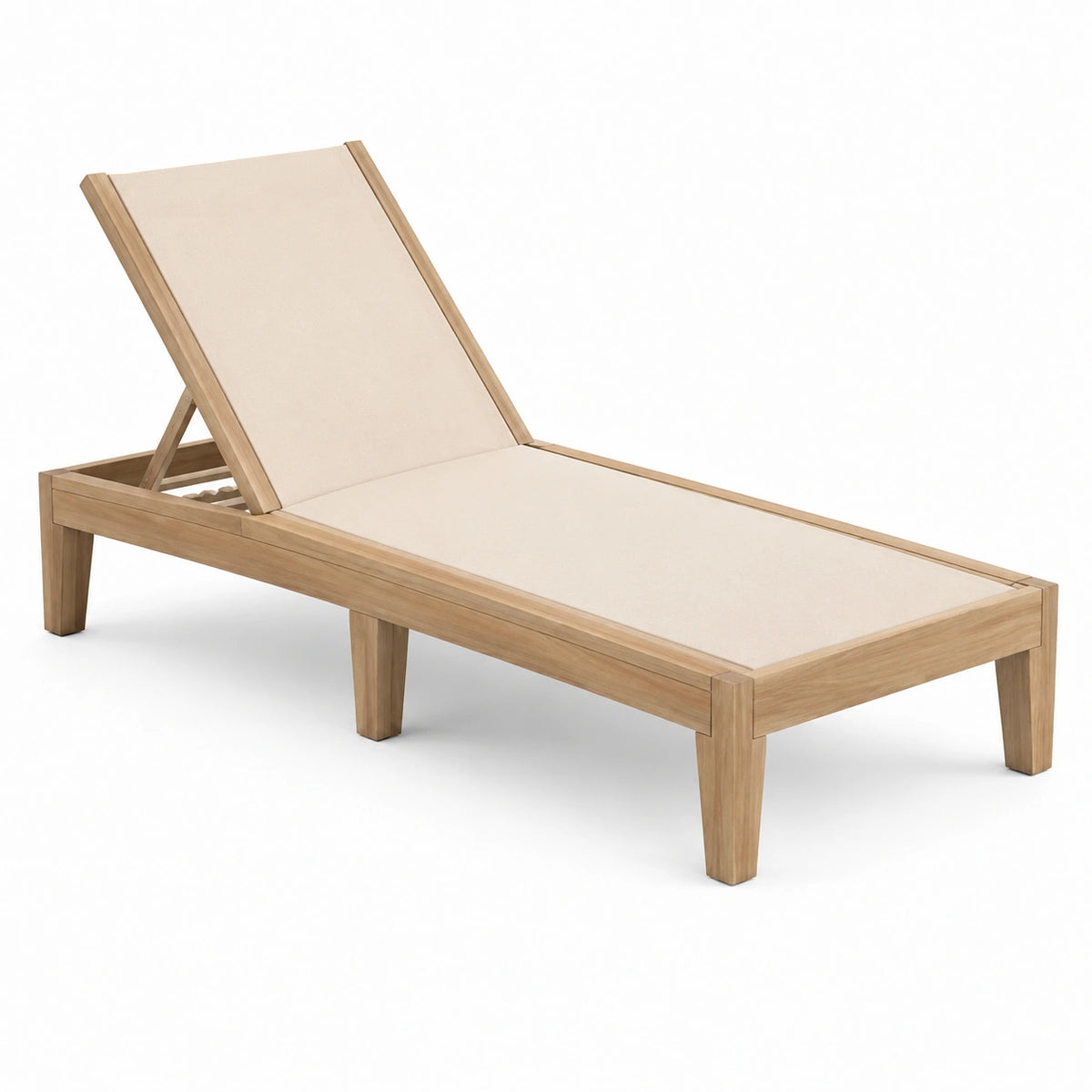 Gartenliege 200×70×35 cm Holz Beige mit verstellbarer Rückenlehne