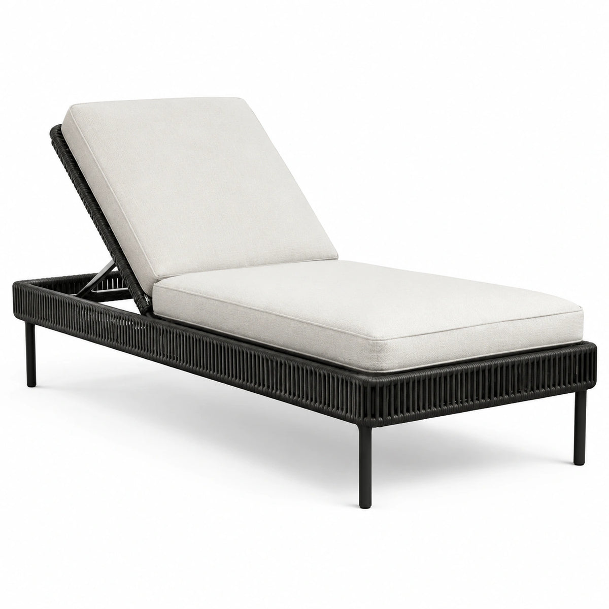 Sonnenliege 200 × 75 × 35 cm mit Kunststoffgeflecht Beige Schwarz verstellbar für Terrasse