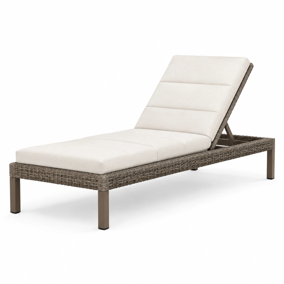 Sonnenliege 200×70×35 cm aus Polyrattan Grau-Beige für den Außenbereich mit verstellbarer Rückenlehne