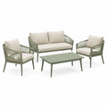 Gartenlounge-Set 4-teilig 2-Sitzer 132×70×78 cm Geflecht Metall Salbeigrün Modern