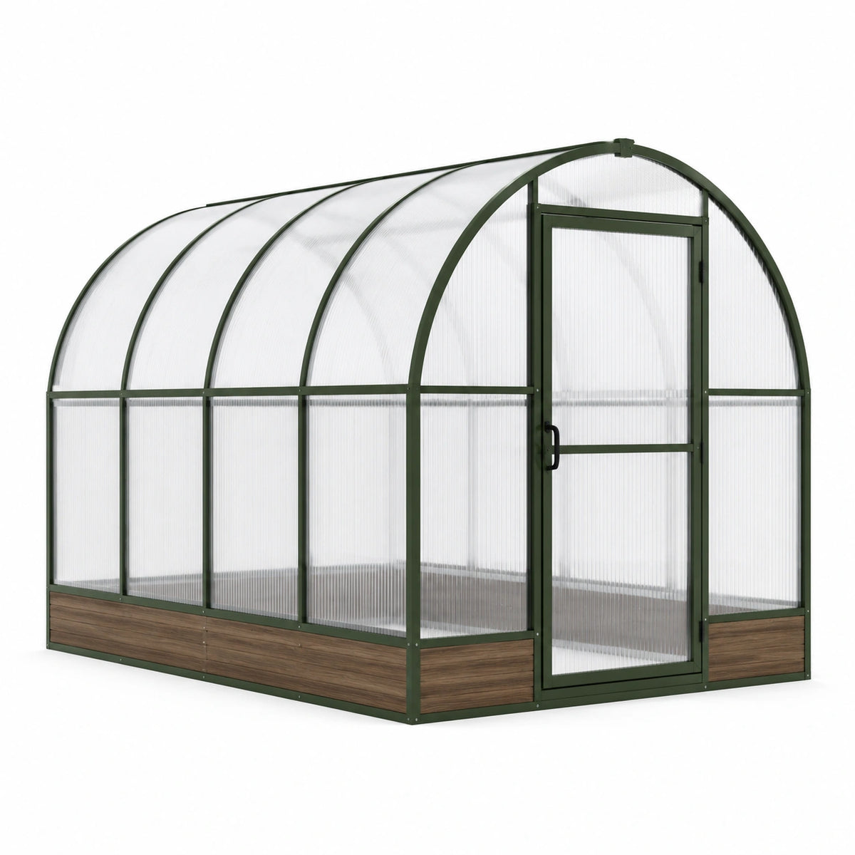 Gewächshaus 300×200×200 cm Aluminium Polycarbonat dunkelgrün mit Runddach