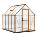 Gewächshaus 190×190×195 cm Aluminium Polycarbonat Braun mit Dachfenster