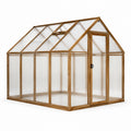 Gewächshaus 240×180×220 cm Holz Braun Transparent mit Tür und Dachfenster