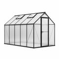 Gewächshaus 190×190×195 cm Aluminium Polycarbonat Schwarz mit Dachfenstern