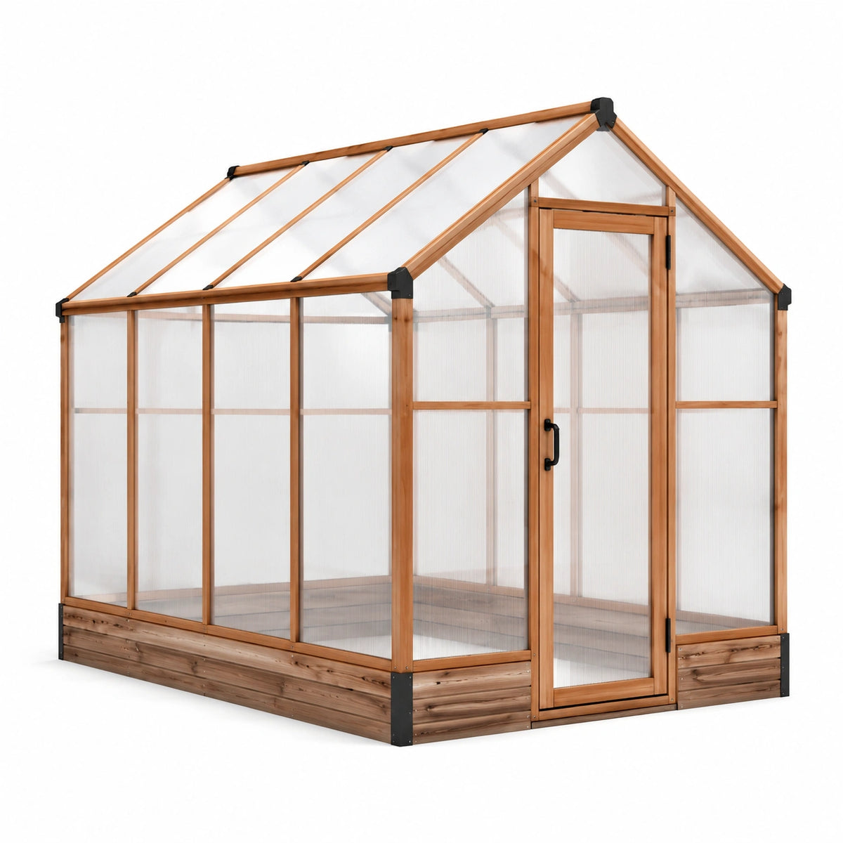 Gewächshaus 240×190×210 cm aus Holz transparent mit Satteldach