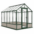 Gewächshaus 190×190×200 cm Aluminium Grün mit transparenten Paneelen für Garten
