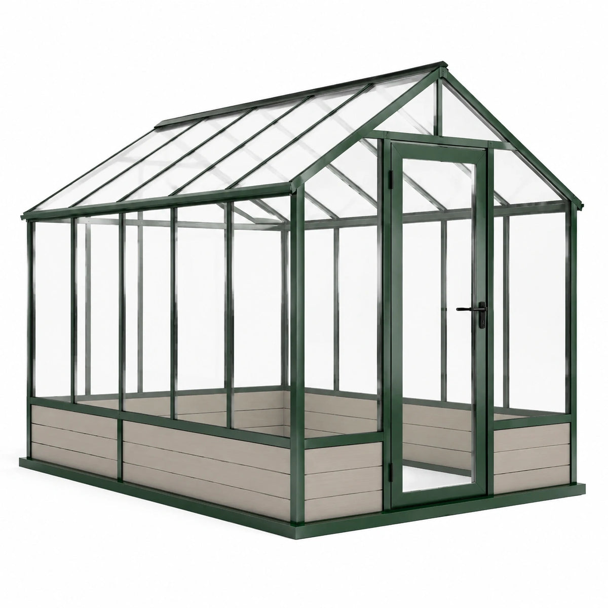 Gewächshaus 190×190×200 cm Aluminium Grün mit transparenten Paneelen für Garten
