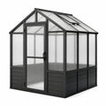 Gewächshaus 190×190×200 cm Aluminium Schwarz mit Polycarbonatplatten und Dachfenster