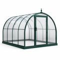 Gewächshaus 240×180×220 cm aus Stahl und Polycarbonat dunkelgrün mit Runddach und Tür