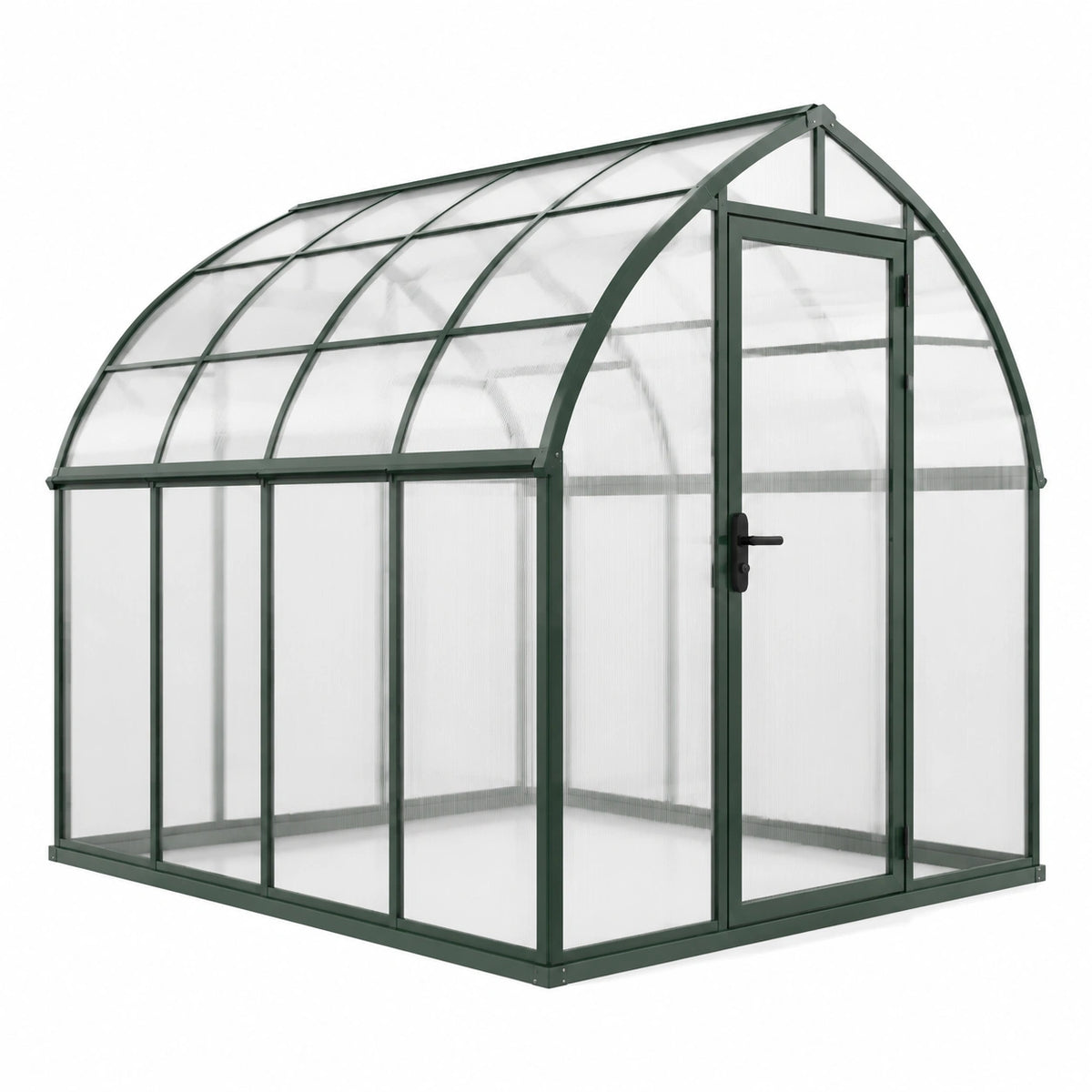 Gewächshaus 300×190×200 cm Aluminium Grün mit Polycarbonatplatten für Garten